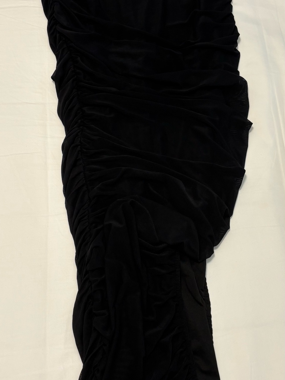 Ruched Strapless Black Evening Gown - Picture 5 of 7